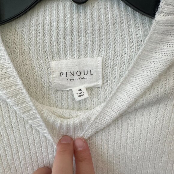 PINQUE Women’s Aliza Mock Neck Sweater Cream XL - Picture 4 of 5